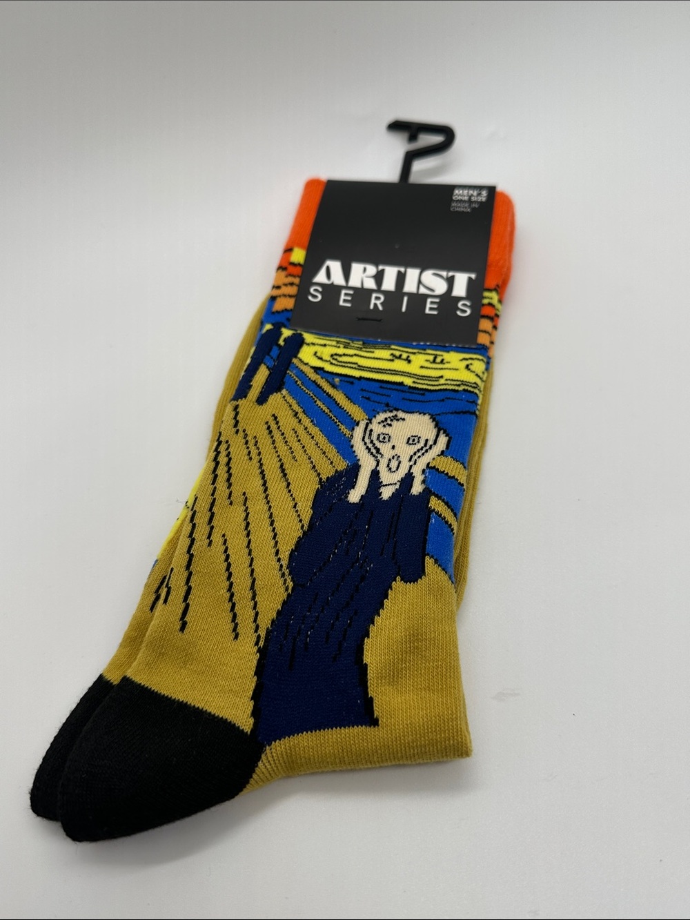 Artist Series 'The Scream' Graphic Crew Socks - Yellow & Blue